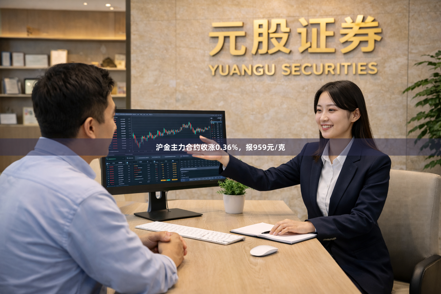 沪金主力合约收涨0.36%，报959元/克