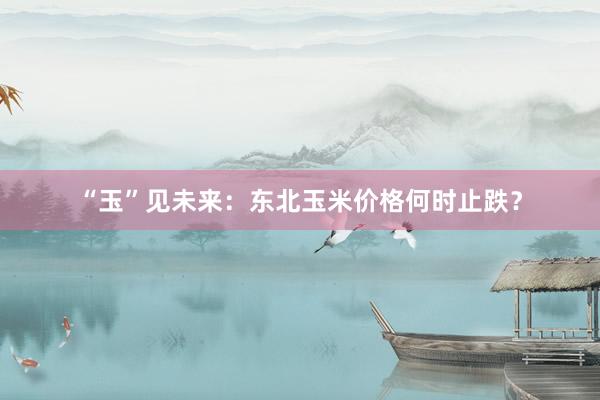 “玉”见未来：东北玉米价格何时止跌？