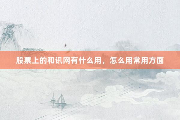 股票上的和讯网有什么用，怎么用常用方面