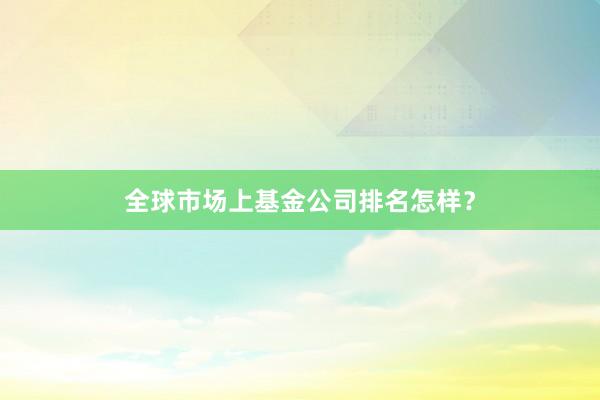 全球市场上基金公司排名怎样？
