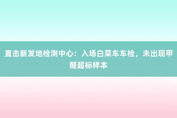 直击新发地检测中心：入场白菜车车检，未出现甲醛超标样本