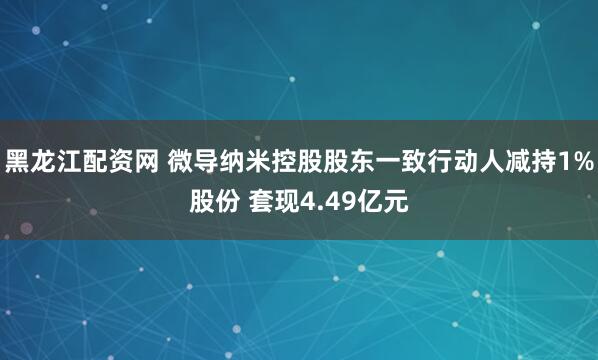 黑龙江配资网 微导纳米控股股东一致行动人减持1%股份 套现4.49亿元